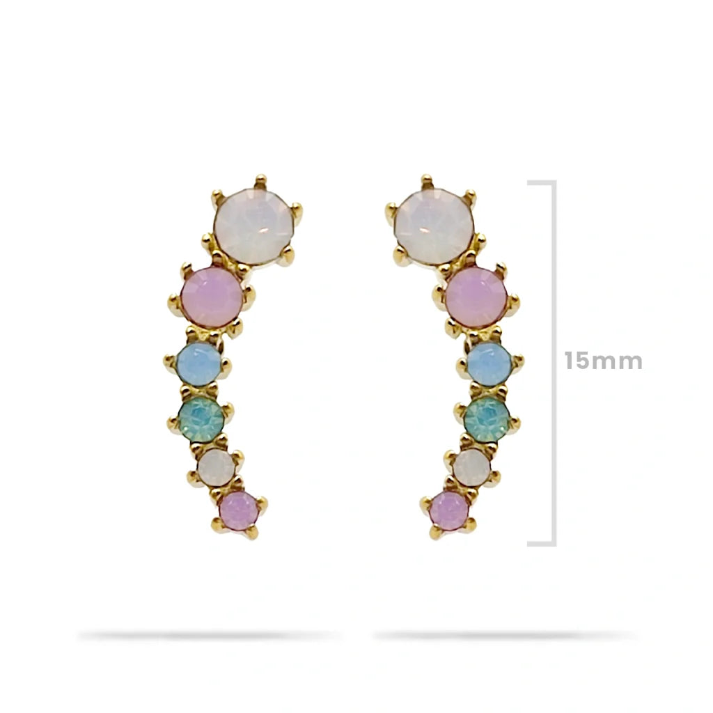 Aretes Acero Dorado Lambada Ópalo Sintético Multicolor