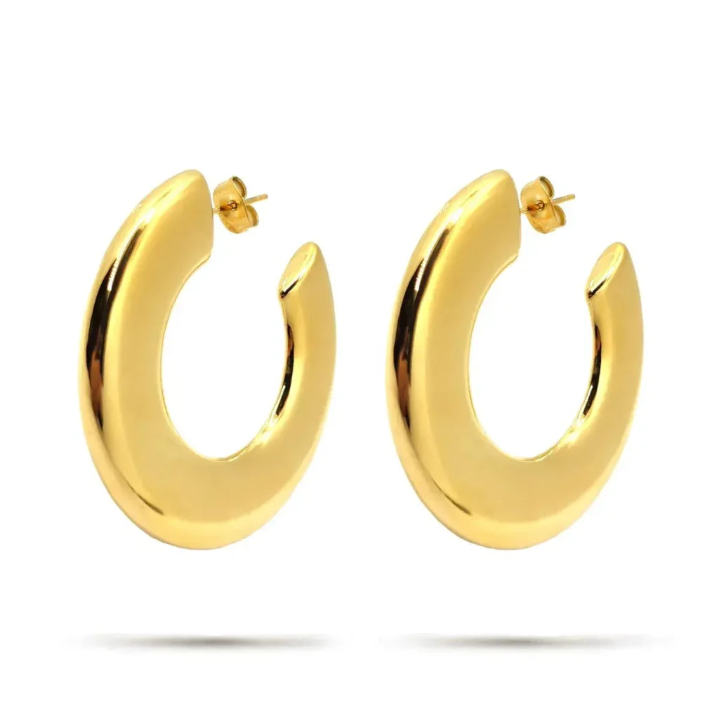 Aretes Acero Inox Dorado Arracadas Circular Plana Lisa