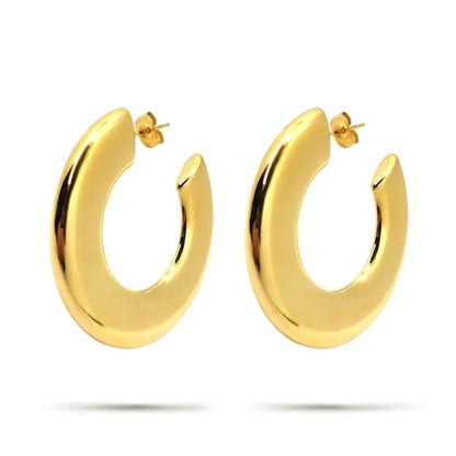 Aretes Acero Inox Dorado Arracadas Circular Plana Lisa