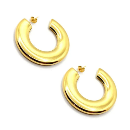 Aretes Acero Inox Dorado Arracadas Circular Plana Lisa