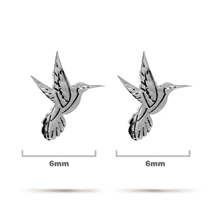 Aretes Acero Inox Plateado Colibri Chuparosas Pajaro