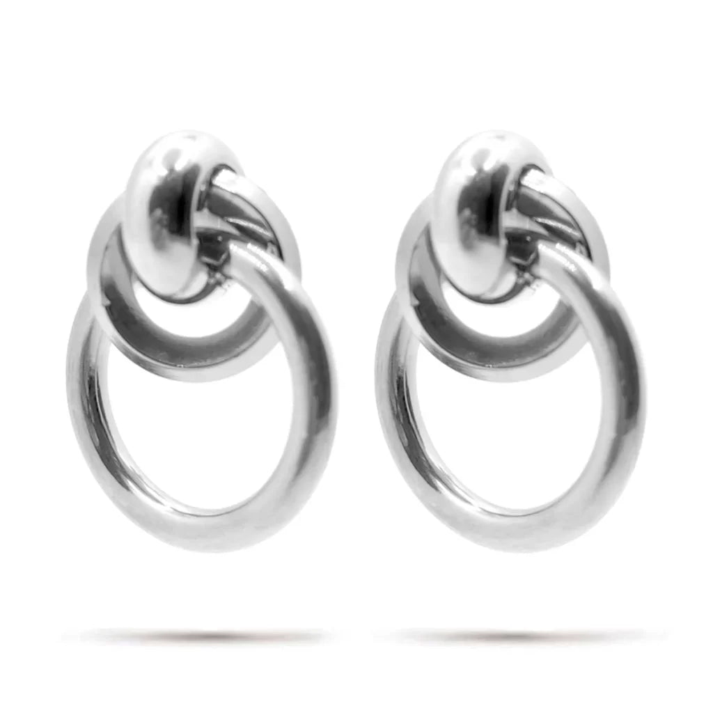 Aretes de Mujer Acero Inoxidable Plata Argollas Circulo