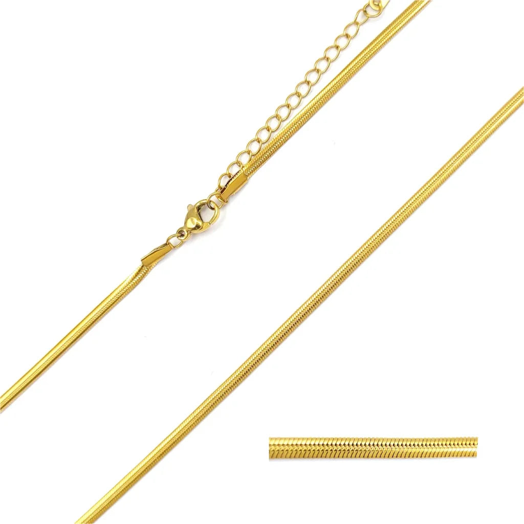 Cadena Acero Dorado Planchada Panza de Vibora Slim 3 mm