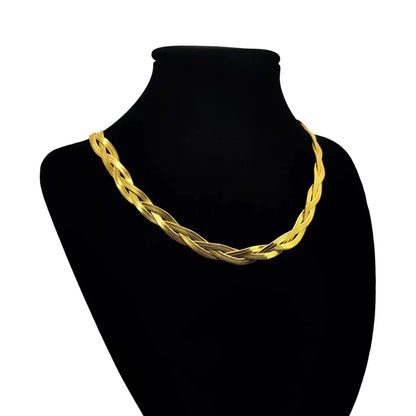 Collar Acero Triple Cadena Planchada Trenzada