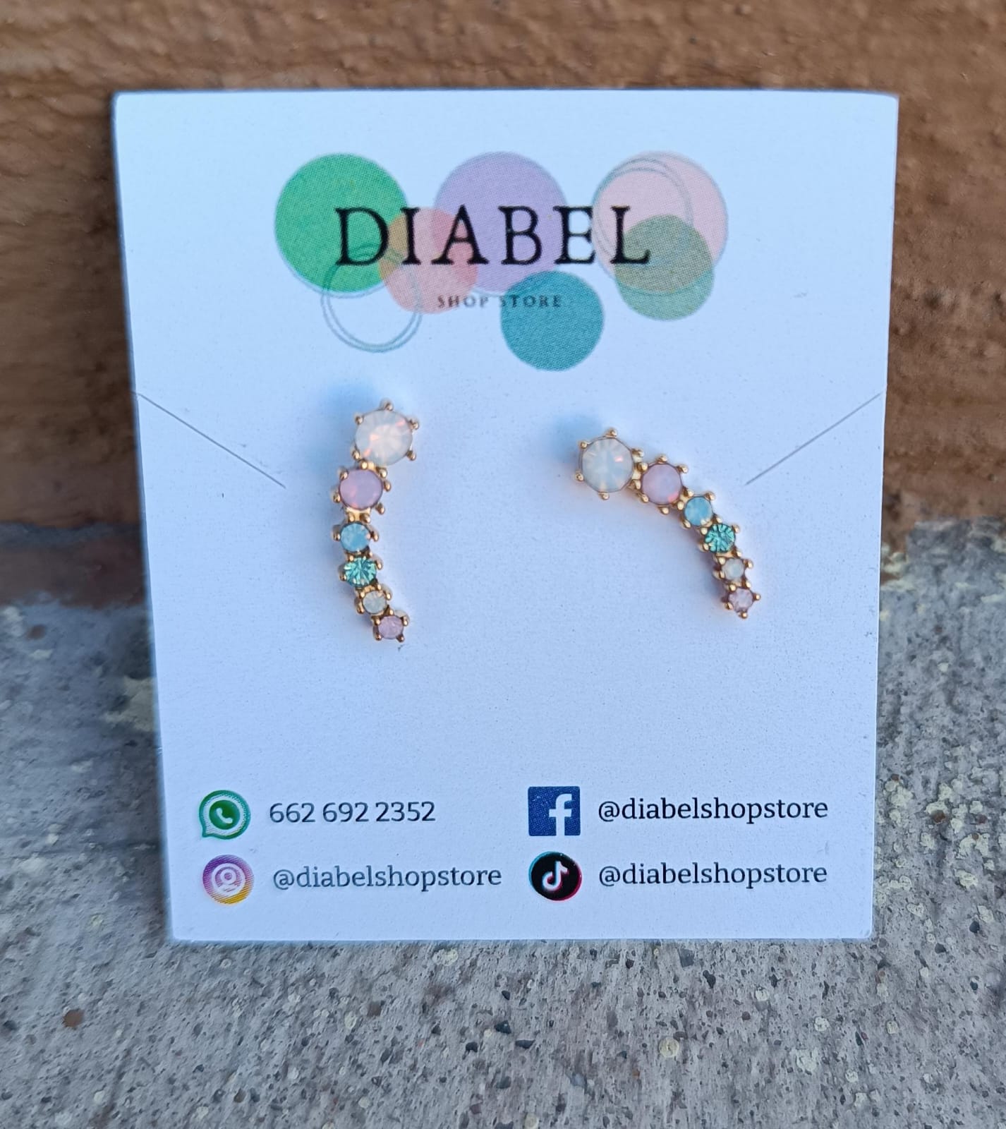 Aretes Acero Dorado Lambada Ópalo Sintético Multicolor