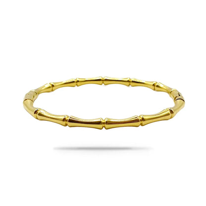 Pulsera Dorado Brazalete Diseño Bambú Elegante