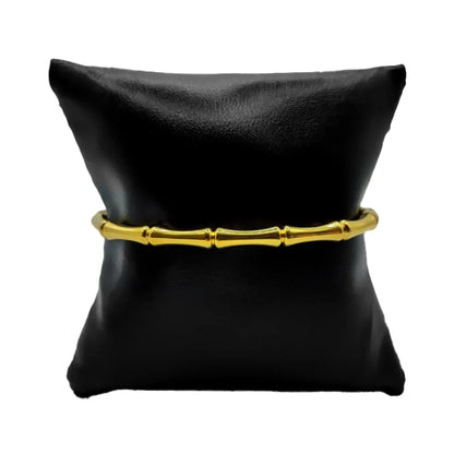 Pulsera Dorado Brazalete Diseño Bambú Elegante