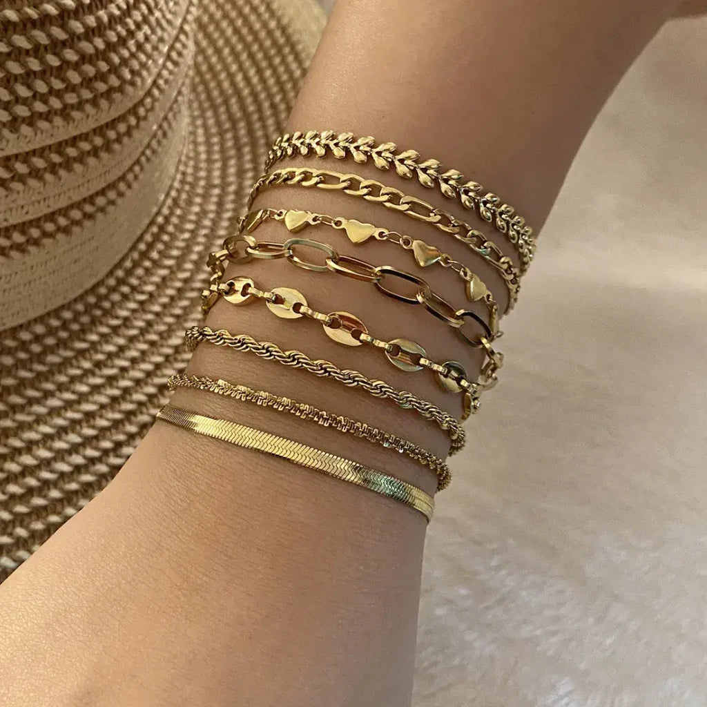 Pulsera Dorado Espiral Twist Casual Delgada