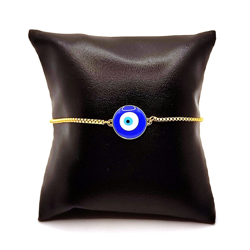 Pulsera Dorado Dorado Ojo Turco Azul Ajustable