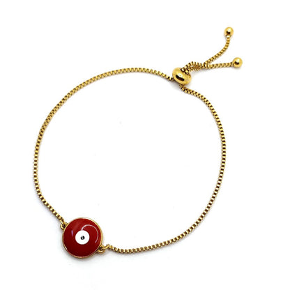 Pulsera Dorado Dorado Ojo Turco Rojo Ajustable