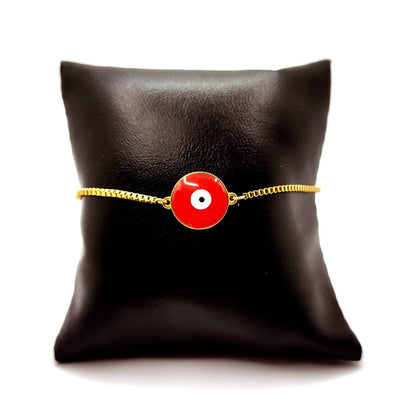 Pulsera Dorado Dorado Ojo Turco Rojo Ajustable